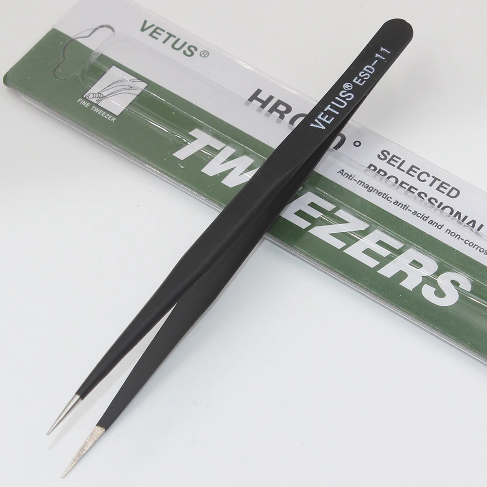 Anti-static ESD 10-17 Tweezers Set for Soldering Station Welding Assist Tools (ESD-10 11 12 13 14 15) precision tweezers,tweezer tool,esd anti static tweezers,soldering tweezers 1pcs