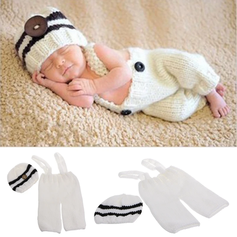 

1Set Handmade Knitting Soft Hat Pants Set Baby Clothing Accessories Photography Props