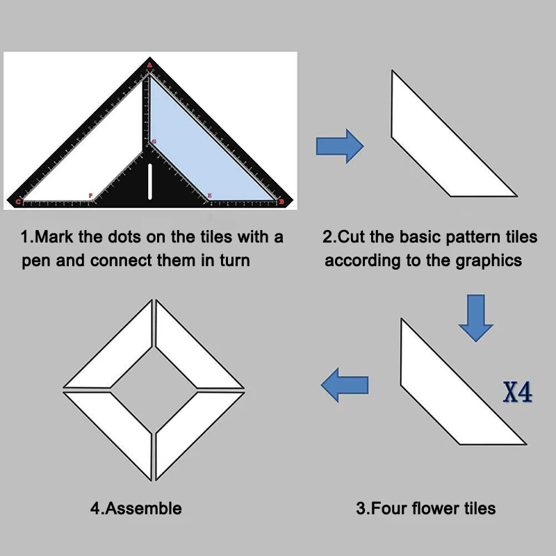 

Angle Measuring Ruler Stainless Steel Multi Function Triangular Floor Drain Ruler Template Tool LKS99