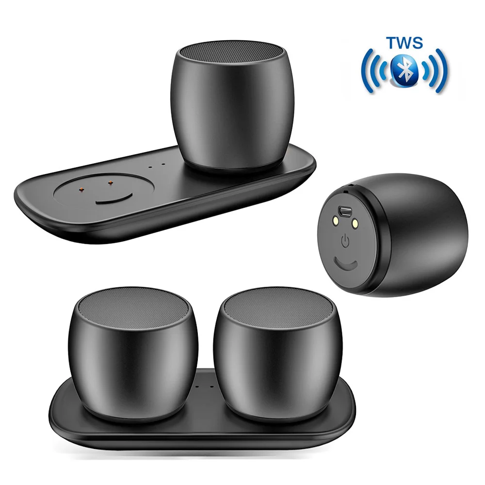 

TWS Metal Mini Bluetooth Speaker True Wireless Stereo Speaker Column Wireless Twin Sound Box Metal Loudspeaker for iPhone Phone