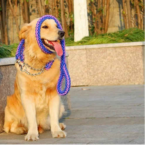 Высокое качество Модернизированный цвета воротник стереотипные веревку большая собака Поводки-Собаки Pet тягового каната воротник набор для большой собаки