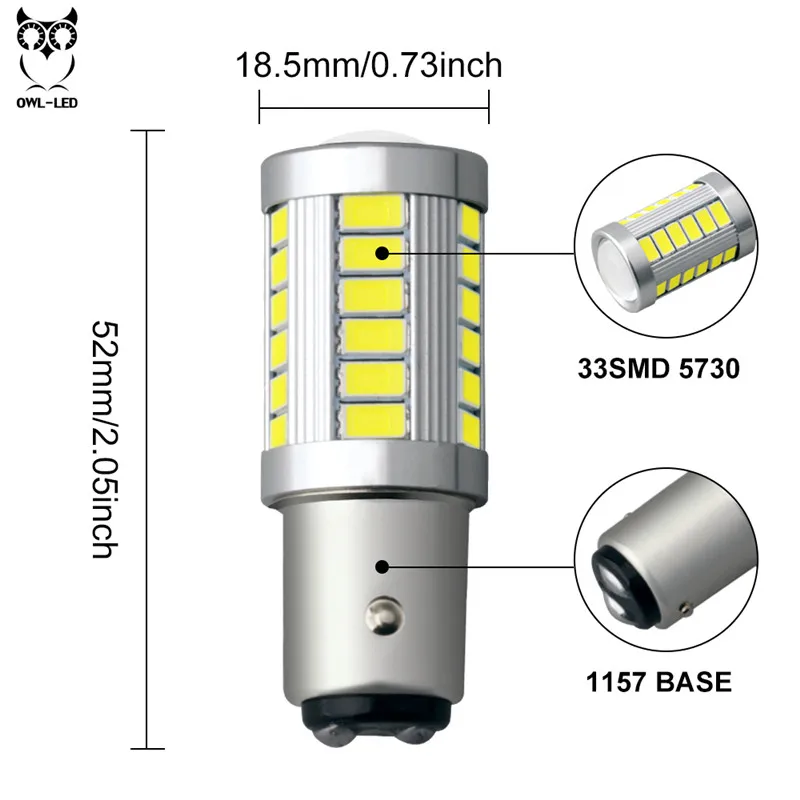 1 шт. 1157 P21/5 Вт BAY15D супер яркий 33 SMD 5630 5730 светодиодный Автомобильные стоп-сигналы