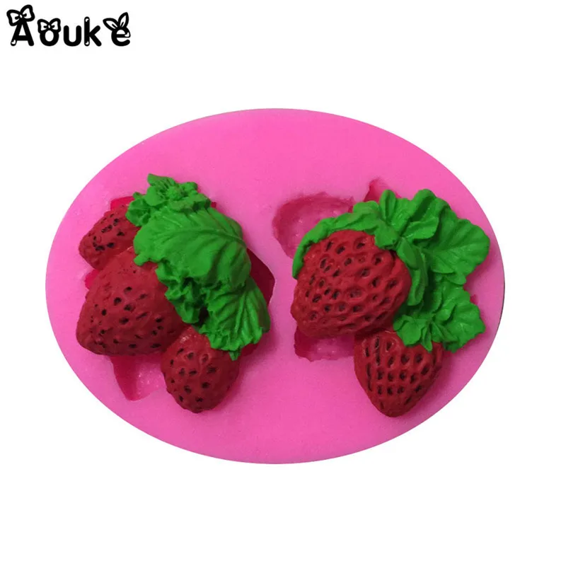 2PCS Strawberry Shapes Silicone Mold Fondant Chocolate Moulds Candy