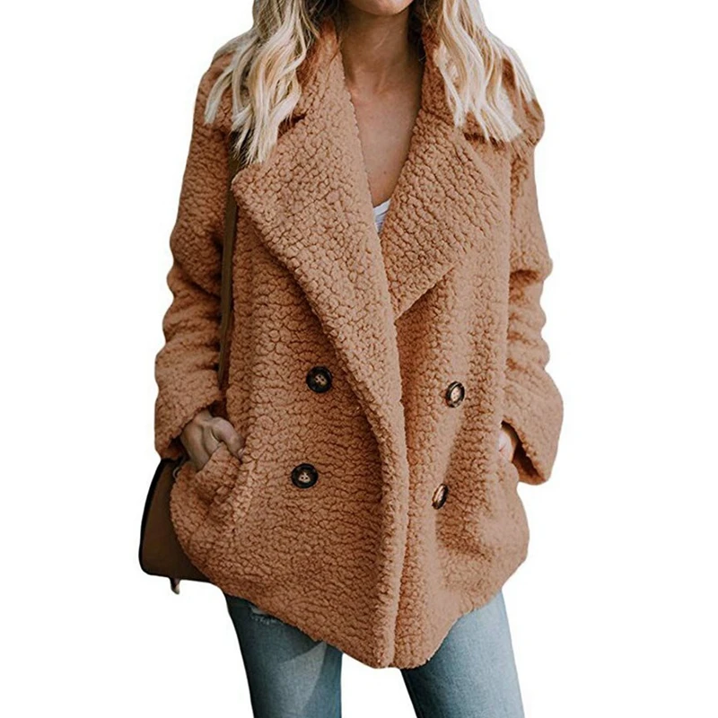 Casual Flannel Long Coat Women Oversized Jumper Autumn Style Double