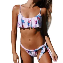 Для женщин пикантные принт пуш-ап пляжный бюстгальтер с подкладкой комплект Жилет с поясом пикантные 2-20