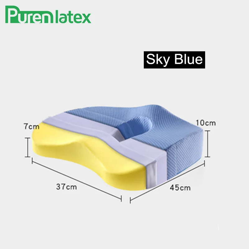 Ортопедическая подушка с эффектом памяти, комплект из 2 предметов, подушка для офисного стула, подушка для копчика, коврик для автомобильного сиденья, коврики для геморроя позвонка, Защита позвоночника - Цвет: Sky Seat Cushion