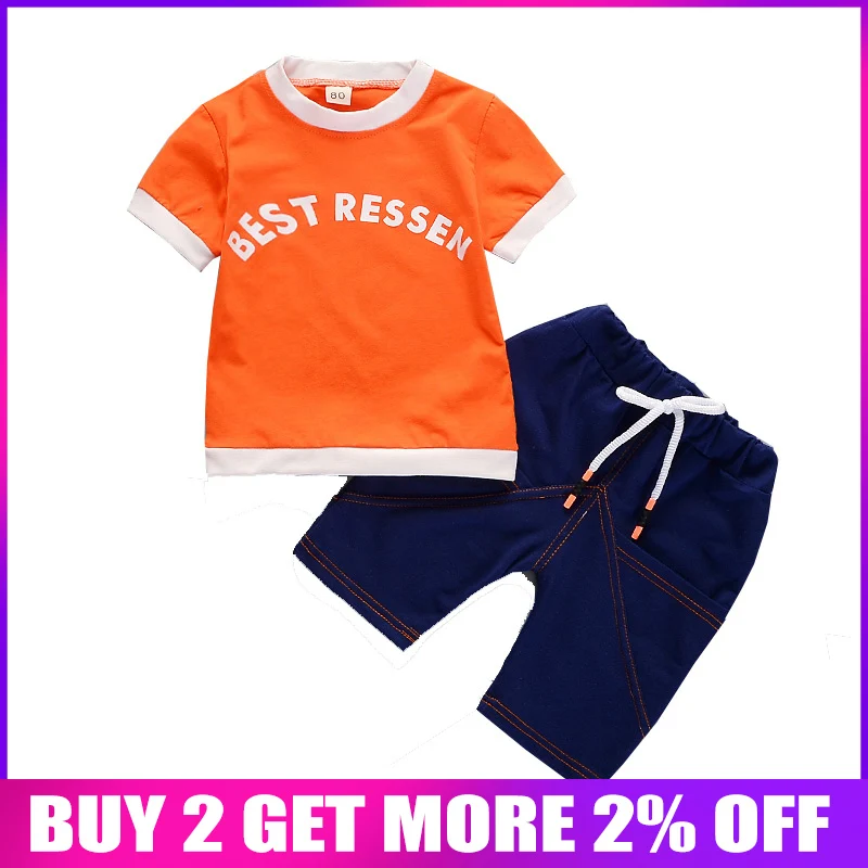 

BibiCola 2018 baby boys clothes summer sets letter casual T-shirt+ shorts pants infant outfit tracksuit toddler boys sport suit