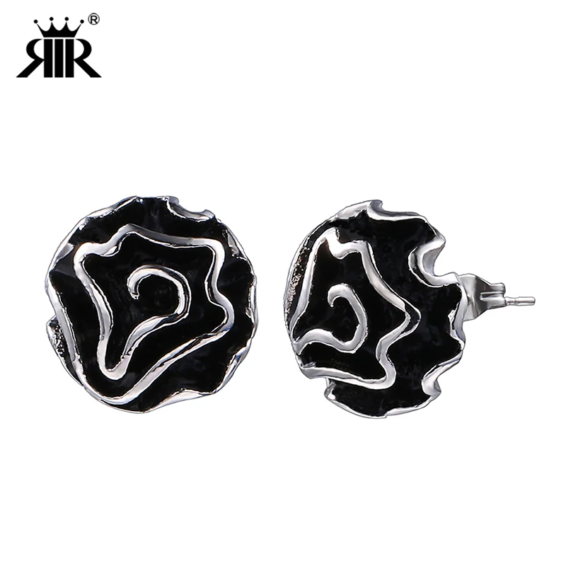 RIR простой активного образа жизни, с цветочным рисунком; Цвет Черный серьги Нержавеющая сталь серебро Мода завод для изготовления браслета Ассорти Для женщин украшение для свадьбы помолвки вечерние серьги