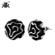 RIR простой активного образа жизни, с цветочным рисунком; Цвет Черный серьги Нержавеющая сталь серебро Мода завод для изготовления браслета Ассорти Для женщин украшение для свадьбы помолвки вечерние серьги