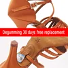 Latin Dance Shoes Woman Adult Soft Bottom Awl High Heel Salsa Square Dance Shoes BD Latin Shoes Genuine 2360-B Imported Satin 4