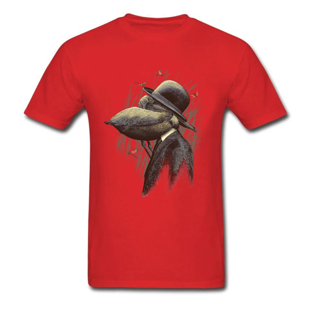 FIND THE PELICAN Father Day Pure Cotton O-Neck Tops T Shirt Short Sleeve Summer Tee-Shirts Prevailing Design T-Shirt FIND THE PELICAN red