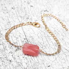 Дикий и свободный розовый натуральный красивый браслет с камнями Мода цинковый сплав золотой звено ручной цепи браслеты ручной работы ювелирные изделия оптом