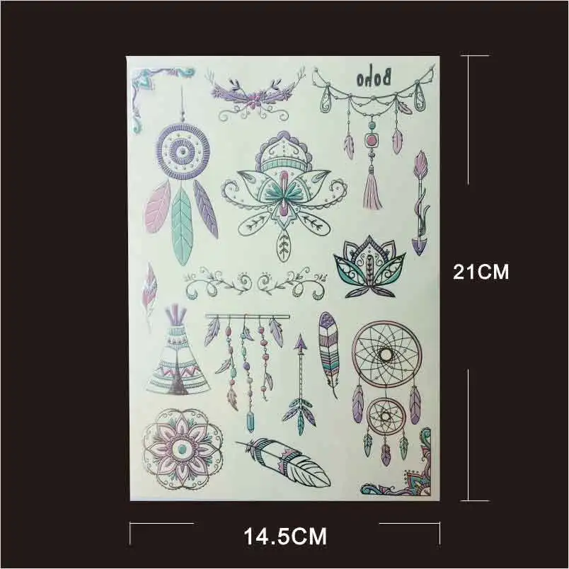 MCT02 Цыганская душа и Йога шаблон металлик Временные татуировки с лотосом, Hasma рука, Кандлер золото и серебро татуировки - Цвет: MCT05