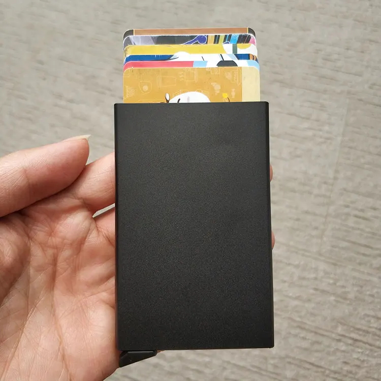 Автоматический алюминиевый кредитный держатель для карт для мужчин и женщин сплав Бизнес ID многофункциональный держатель для карт s визитница для мужчин и женщин - Цвет: black