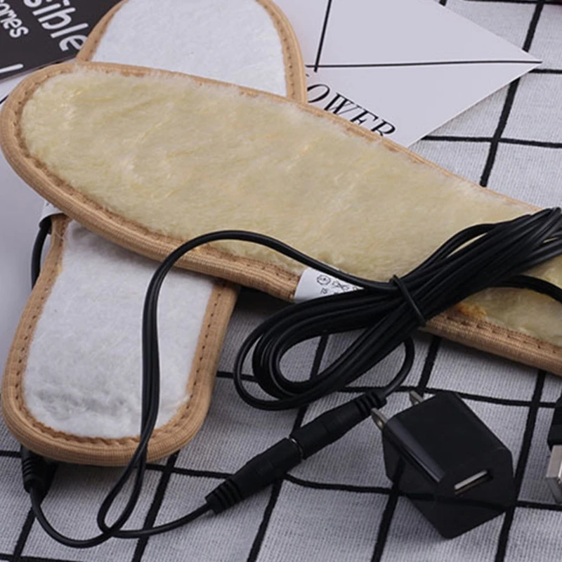 Электрическая USB вилка стельки для обуви с подогревом плюшевый пленочный
