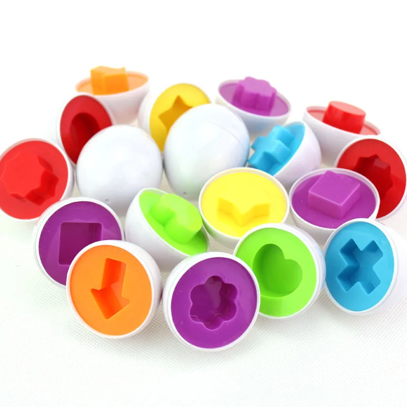 

12 Full Eggs Set Children Perceptivity Basic Shapes & Colors Vision Training Non Toxic Toy Plastic Matching Eggs