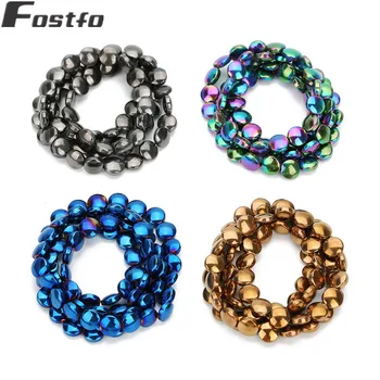 

Fostfo 52pcs/strand 6mm Natural Hematite Stone Bead Flat Round Shape Loose Spacer Beads For Diy Bracelet Jewelry Making Finding