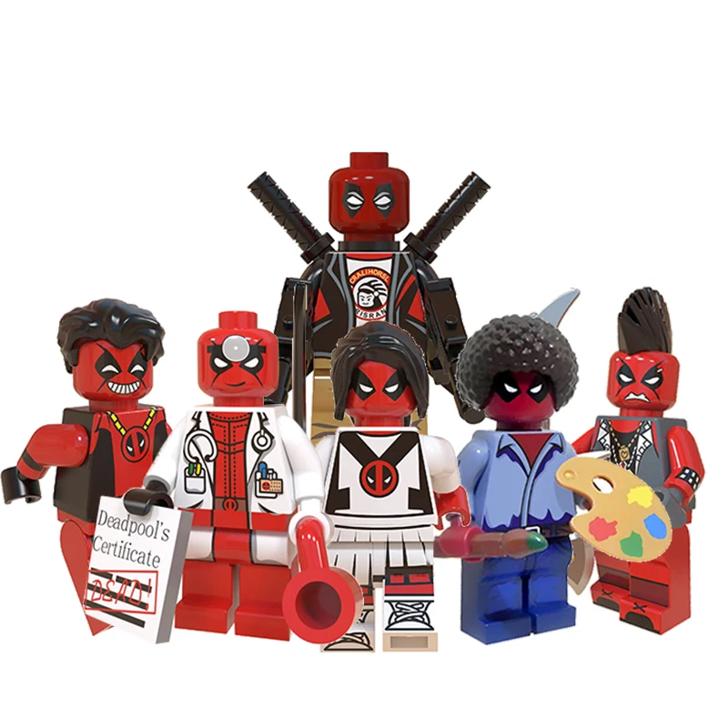 

Single Sale Legoings Super Heroes Marvel Deadpool Figures Set Model Cable Domino Gwenpool Building Blocks Children Toys WM6050