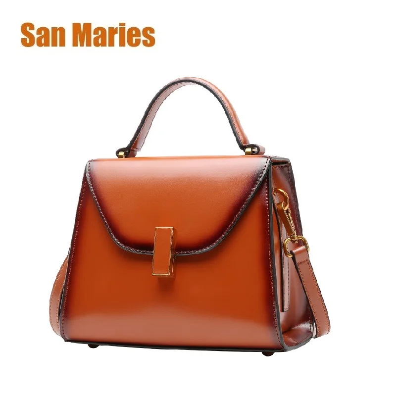 

San Maries Genuine Leather Totes Female Shoulder Crossbody Bags for Women Leather Handbags Ladies Messenger Bag Top-handle Bag