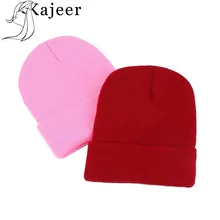 Kajeer Женские однотонные вязаные высококачественные очень холодные повседневные шапочки для мужчин и женщин модная зимняя шапка хип-хоп Skullies Hat