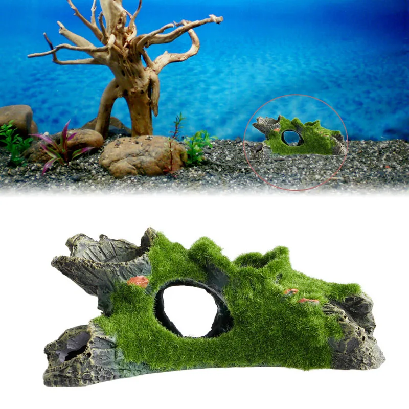 Buy Resin Aquarium Tree House Decor Mountain View Moss