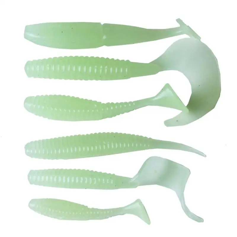 

6pcs/set Afishlure Plastic bait Jigging Fishing Lure Fluorescence Soft Bait Plastic Luminous Pad Jig for Fishing Plastic Maggot