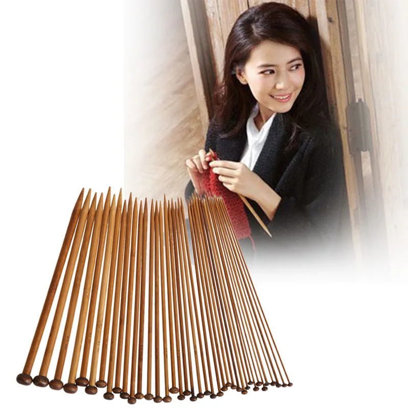 

Drop shipping 36Pcs/set 18 Sizes Carbonized Bamboo Knitting Needles Set Single Pointed Smooth Crochet Tool Chinese Style