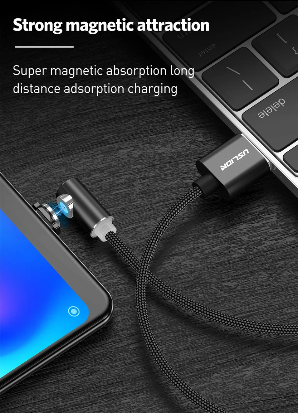 USLION L-Line светодиодный магнитный Кабель 90 градусов для iPhone X XS XR 8 7 6 usb type-C USB C кабель для samsung Micro usb для Xiaomi кабель