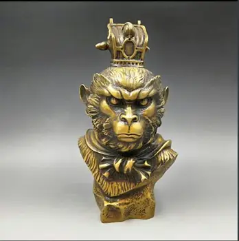 

China Bronze Folk Sun Wu Kong monkey King Head Bust sculpture Statue
