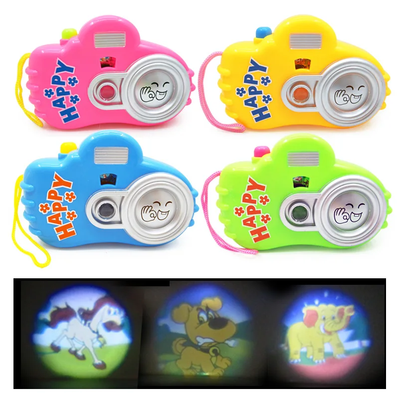 Projection Educational Study Toy for Kids Random Color Fun Projection Camera Toy Variety Animal Pattern Baby Cognition LED Light