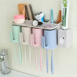Ванная комната всасывания настенный держатель зубной щетки настенный мыть стойки зубная щетка трубка зубная щетка чашки стойки комплект