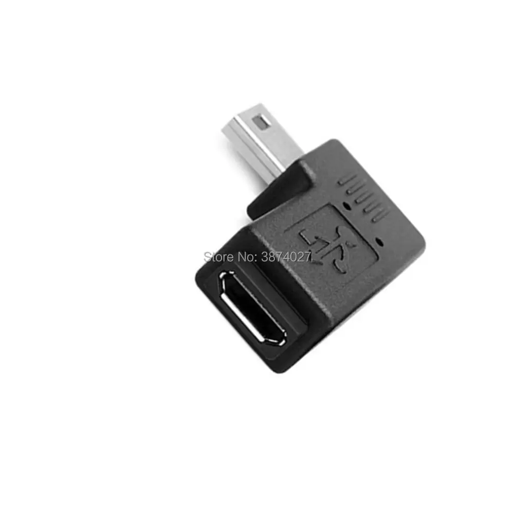 90 градусов левый/правый угловой Micro USB Женский к Mini USB Мужской конвертер зарядка с синхронизацией данных адаптер питания для телефона ПК