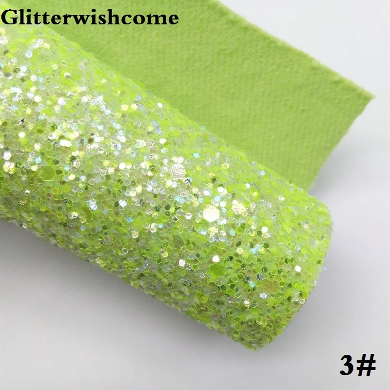 Glitterwishcome 21X29 см A4 Размер синтетическая кожа, соответствующий цвет подложки, толстый блеск кожа винил для луков, GM033A - Цвет: 3