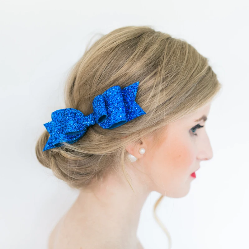 Verkauf 1 Stück Frauen Mädchen Elegante Großen Bogen Haarspange Pailletten Haar Clip Glitter Haar Schmuck 16 Farben