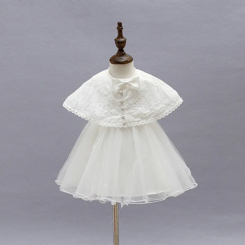 2017 New Arrival Infantil Nina Baptism Dress + Amice Sets,  White Sleeveless Summer for Christening Wearing