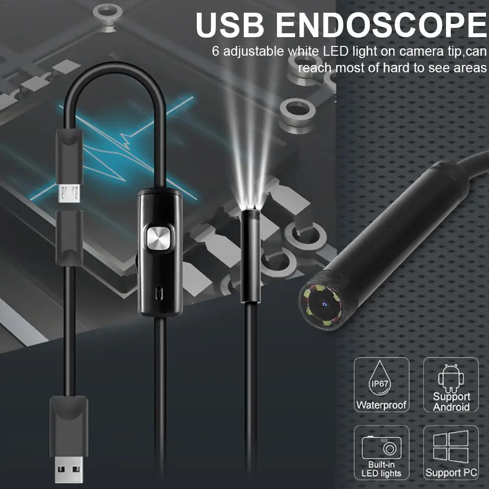 6LED 5 мм шланг USB Мобильный телефон эндоскоп жесткий труба канал Кондиционер авто