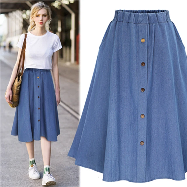 DICLOUD Large Size Loose Denim Skirts Women Fashion 2018 High Waist ...