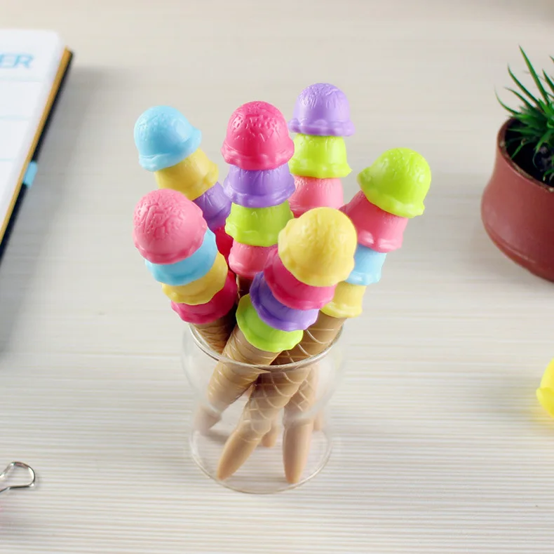 

24pcs kawaii Ballpoint Pen fashion girl star creative ice cream roll pens for School Writing Office Supplies korean stationary