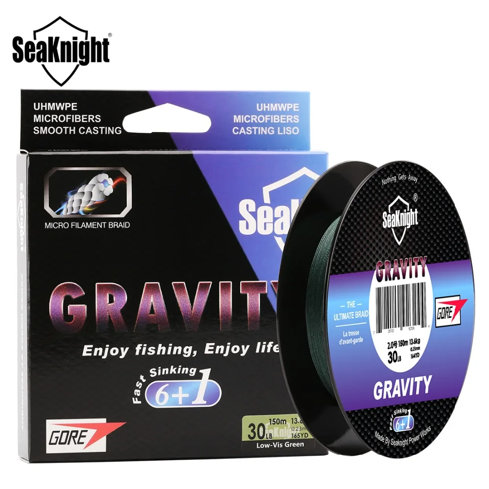 Новинка SeaKnight GRAVITY 7 прядей 150 м флюоровая рыболовная леска 6 + 1 GTX Тонущая плетеная