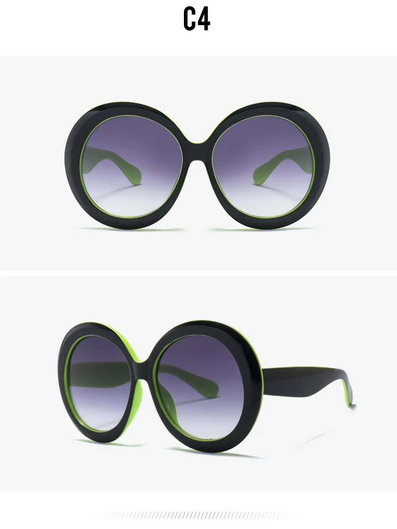 HBK Unisex Big Round Sunglasses Luxury Retro Oversized Shade for Women Men Brand Designer Good Quality Green Black UV400 Oculos oversized sunglasses