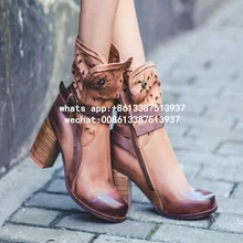 Road Heel Boot ультра прохладный и гладкий Западного вдохновил сапоги коренастый блок каблук и классический пряжки ремень вырезами ботильоны