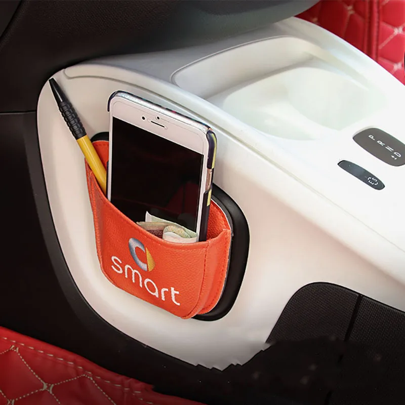 

For Smart Fortwo Forfour 453 451 Car Mobile Phone Sundries Card Stroage Bag Mesh in the Trunk Organizer Stick Bag Car-styling