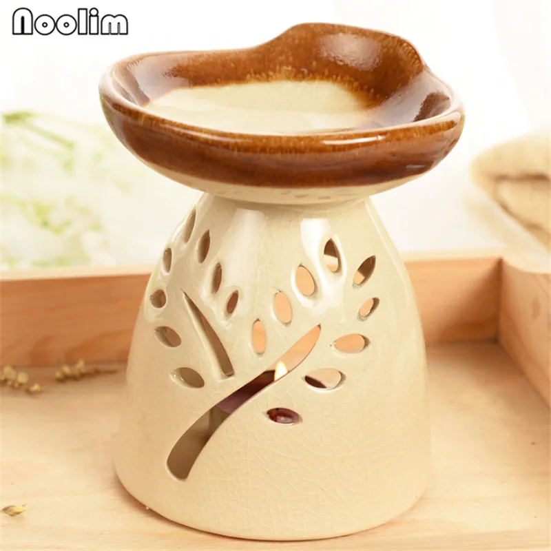 NOOLIM Home Decor Candle holder Aroma Ceramic Burner Candle Lamp Oil Furnace Living Room SPA Yoga Candlestick