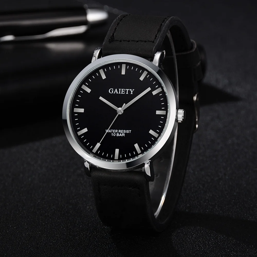

Gaiety Brand Watches Men Luxury Leather Strap Sport Luxury Business Quartz Silver Dial Fashion Dress Female Gift Clock G490