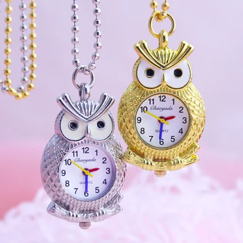

2018 cyd brand Luxury Crystal pocket Watch Fashion Women Owl Watch Girl Gift key chain Watch Relogio Feminino gold sliver watch