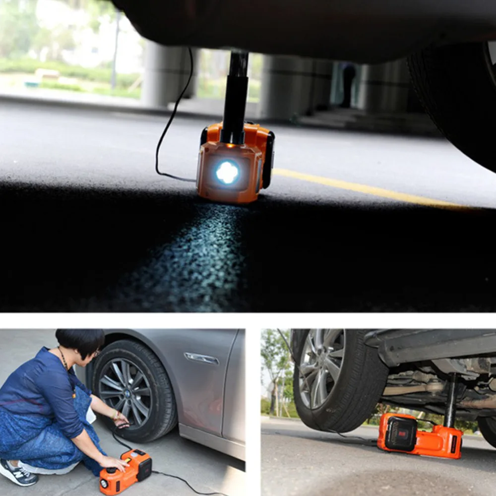 12V 5Ton Car Jack Tire Jack Electric Hydraulic Jack Lifting Jack Auto Lift Car lift Tire Inflator Flashlight Safe Hammer 3 in 1