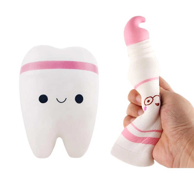 

Squeeze Cartoon Toothpaste & Tooth Styles Squeeze Healing Fun Kid Gift Anti-stress Toys Pinched Blue/Pink Toys for Kids Adults