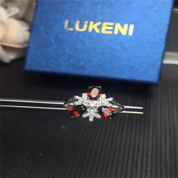 

Genuine Red Garnet Solitaire Rings For Women Oval Cut Solid 925 Sterling Silver Charms Fashion Accessories