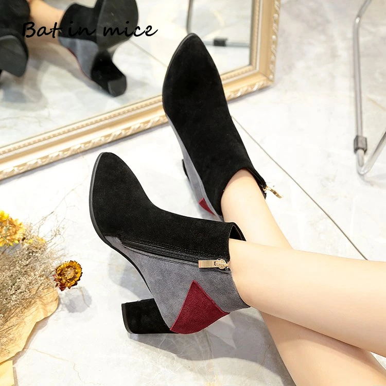 Achat Mode Sexy Cheville hiver femmes Bottes 2 style décontracté Confortable Bottes à glissière À Talons Hauts Femmes Bottes chaussures femmes pompes A187