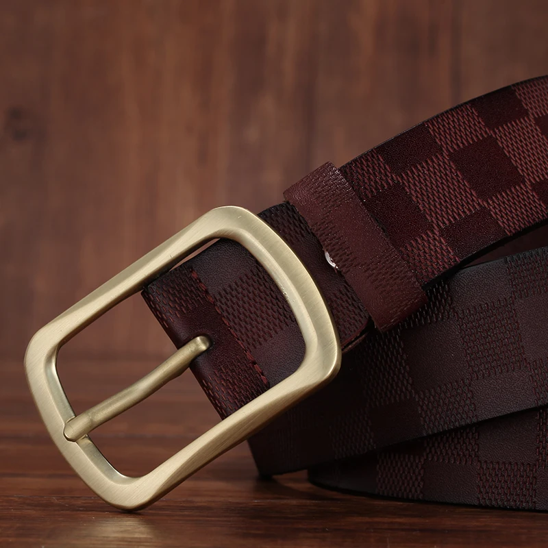 FURONG 2018 New Designer Belts For Men Luxury Cowhide Emboss Fashion Pin Buckle Belt Brown Genuine Leather Ceinture FR042 | Аксессуары